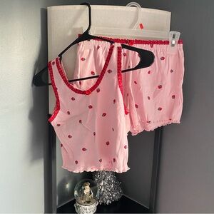 Strawberry print pink matching set
